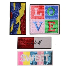 LoveSweet Письмо Блесток значок вышитые железные нашивки для одежды DIY полосатая одежда Лоскутные наклейки пользовательские значки