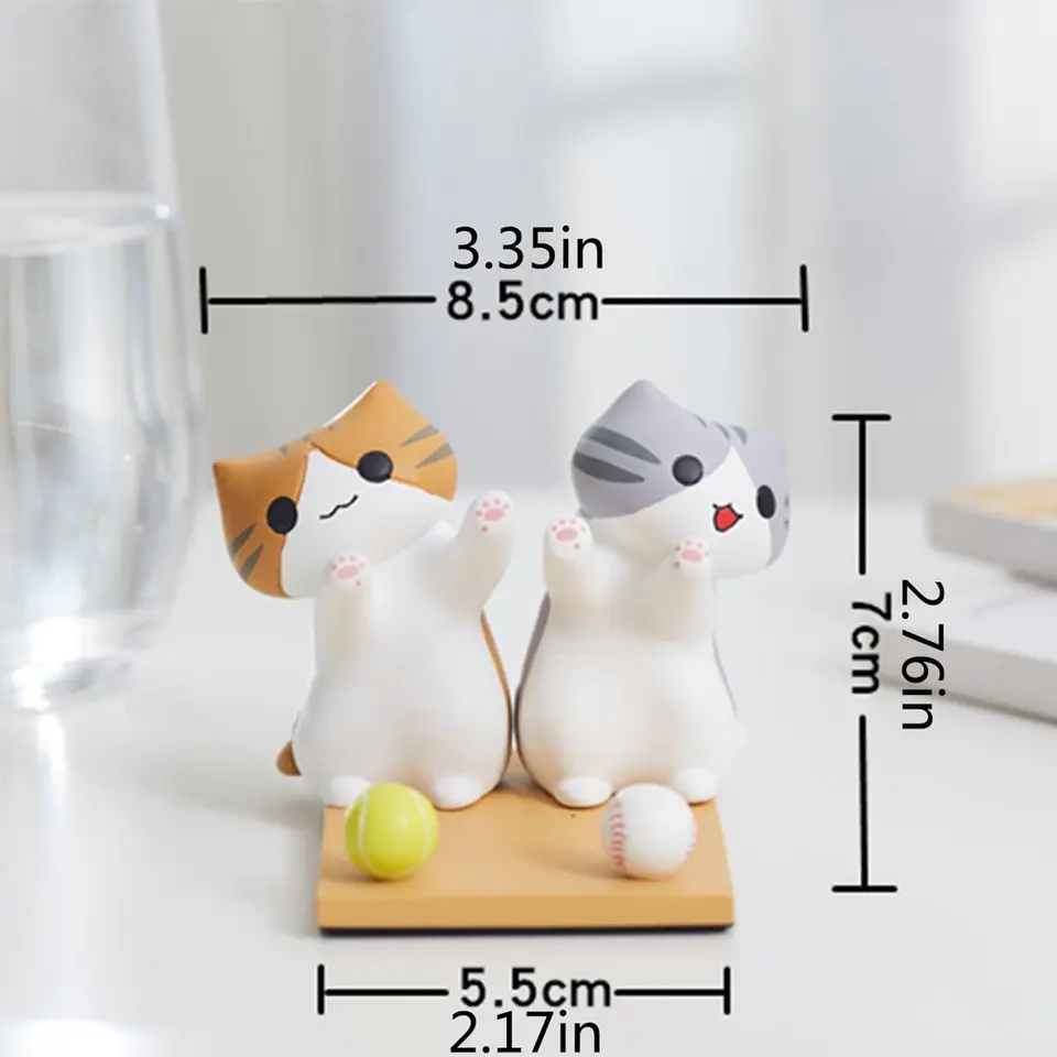 Support Téléphone En Forme De Tête De Chat - Résine Lourde 155g - Décoration Bureau Mignonne (chaton Orange)