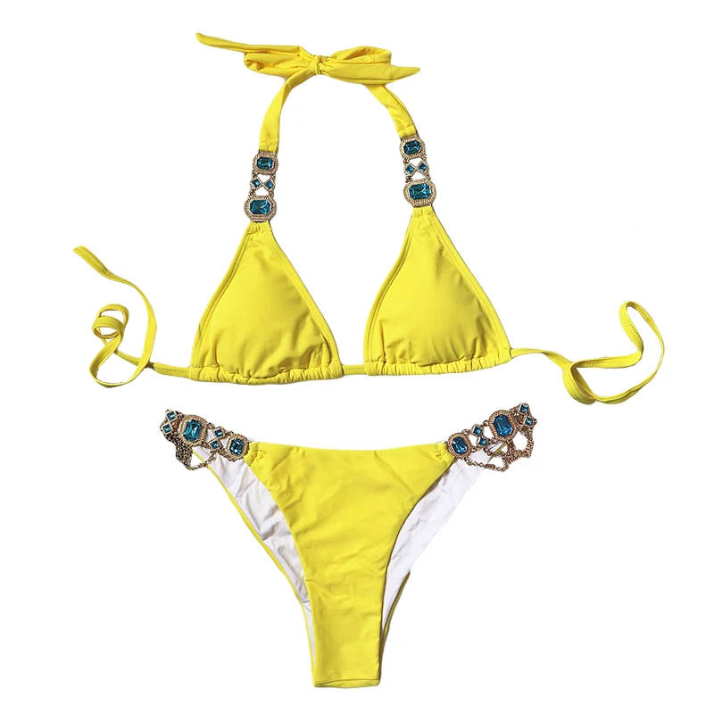 NewInRhinestoneBikiniSetSexyStringBikinisBrazilianWomenBeach
