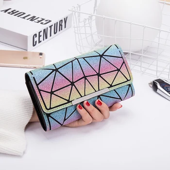 

Luminous Tri-fold Rhombus Wallet Women Wallets Purses Femele Long Clutch Wallets Money Bag Credit Card Holder Wallets Purses