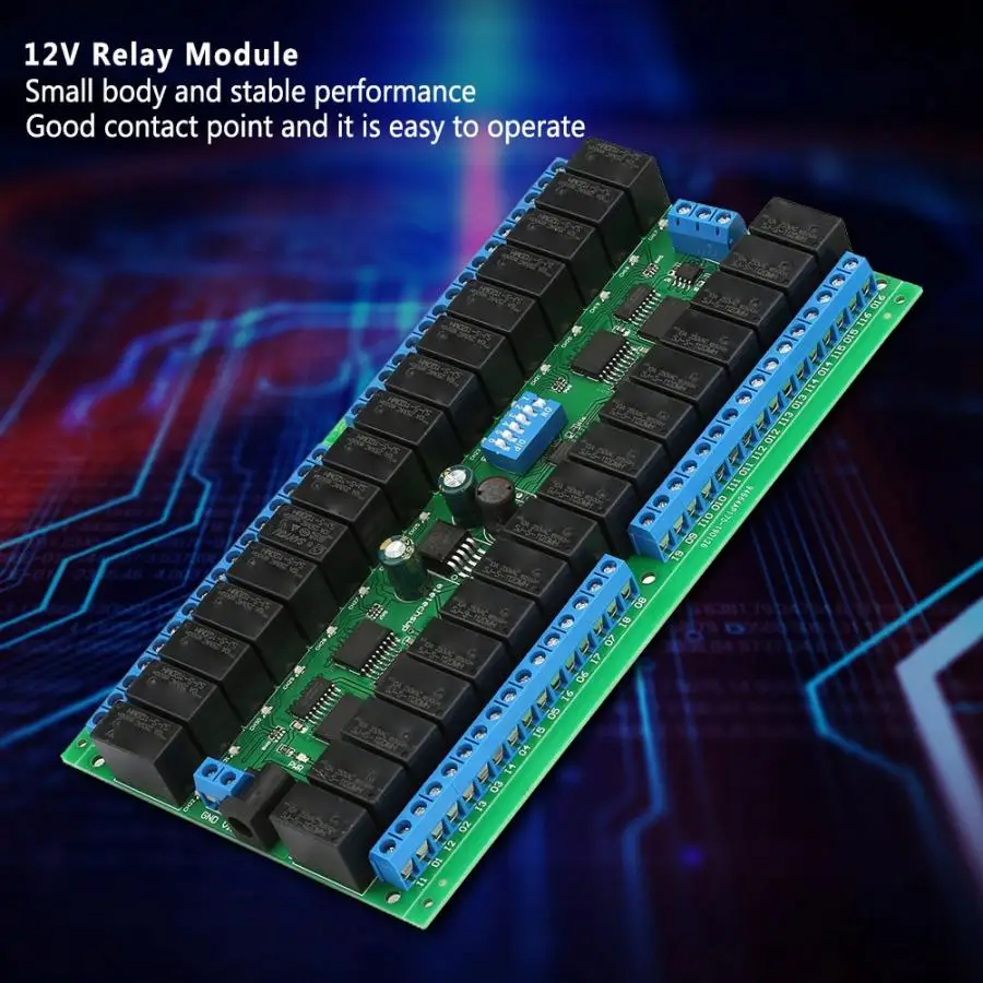 R421C32 DC 12 В 32 канала релейный модуль RTU RS485 автобус Релейный Модуль UART последовательный порт плата для PLC светодиодный домашней автоматизации дверной замок