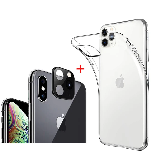 Поддельная камера для iPhone X, для iPhone 11 Pro, сменный объектив, Защита экрана для iPhone XS Max, для iPhone 11 Pro Max, чехол, наклейка, стекло - Цвет: Black with Case