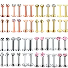 12pc cristal labret piercing conjunto 16g coração tragus piercing brinco lote conch piercing conjunto labret lábio parafuso prisioneiro bloco lóbulo brinco a granel
