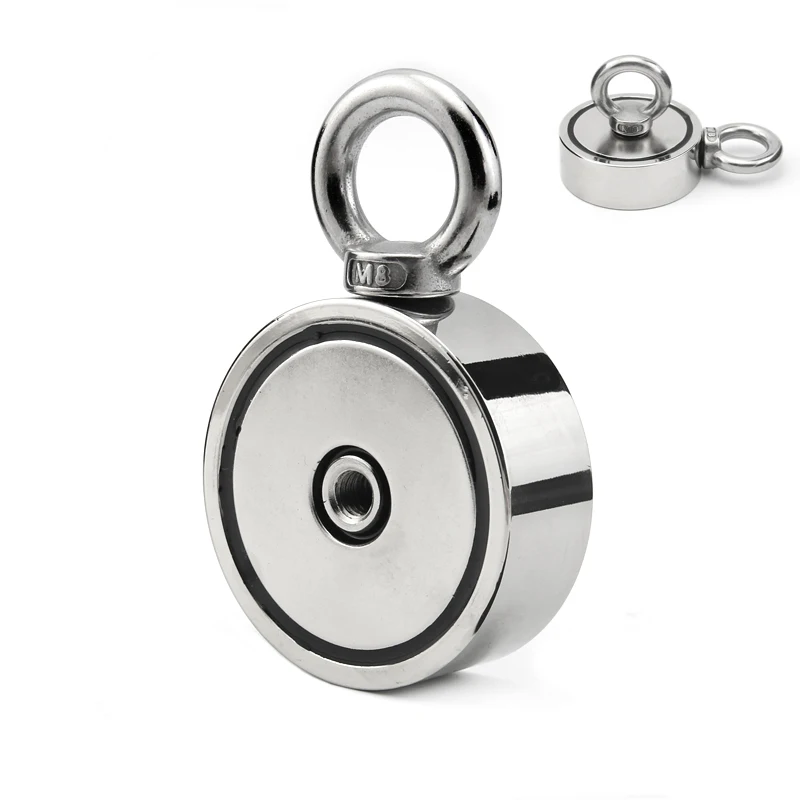 

Strong Powerful Neodymium Magnet D48-D75mm Round Hook Salvage Magnet Sea Fishing Holder Pulling Mounting Pot with Ring