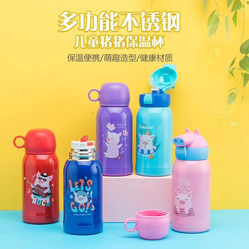 

Glass Cute with Straw Dual Purpose Children Women's Insulated Cup Outdoor 304 Stainless Steel Shatter-resistant Cover Small