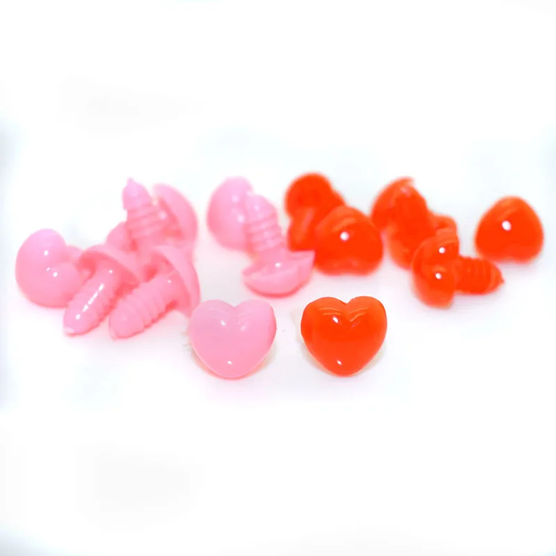 50 шт накладной нос/пластиковая кукла Носы в форме сердца розовый красный цвет для медвежонка кукла животное марионетка делая 13x12 мм