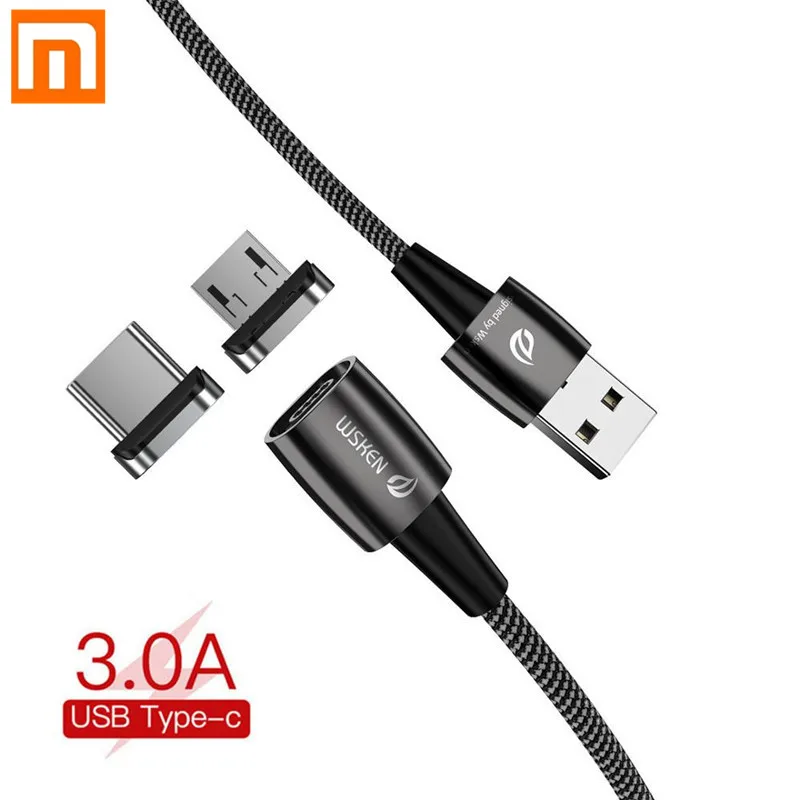 

Xiaomi WSKEN 3A Magnetic Cable Type C Micro USB Fast Charging Data 1.2m/ 2m Cable For Xiaomi Samsung Huawei USB Cable