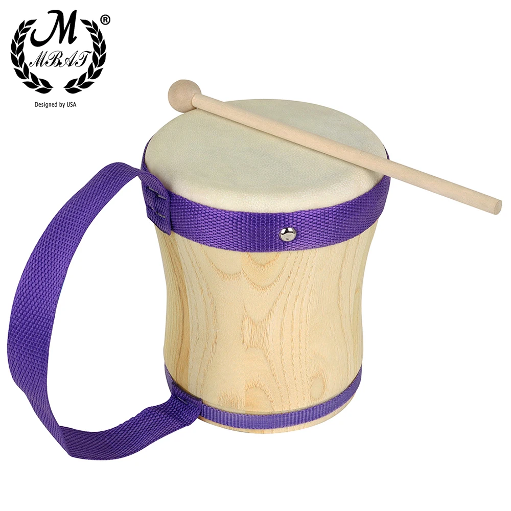 M MBAT Orff Tambourine Wooden Handheld Drum Indian Drum Children's Educational Early Learning Toys Percussion Instruments