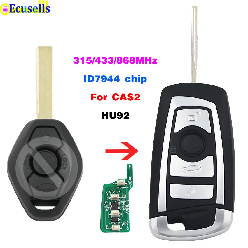 Modified Flip Car Remote Key Fob 315Mhz 433Mhz 868Mhz with ID7944 Chip for BMW CAS2 1 3 5 6 Series E93 E60 Z4 X5 X3 HU92 Uncut car remote key,car key