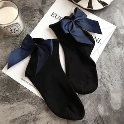 2022 Summer 1 Pair Lolita Style Japanese Maiden Lovely Woman Candy Color Bow Short Cotton Socks High Quality socks