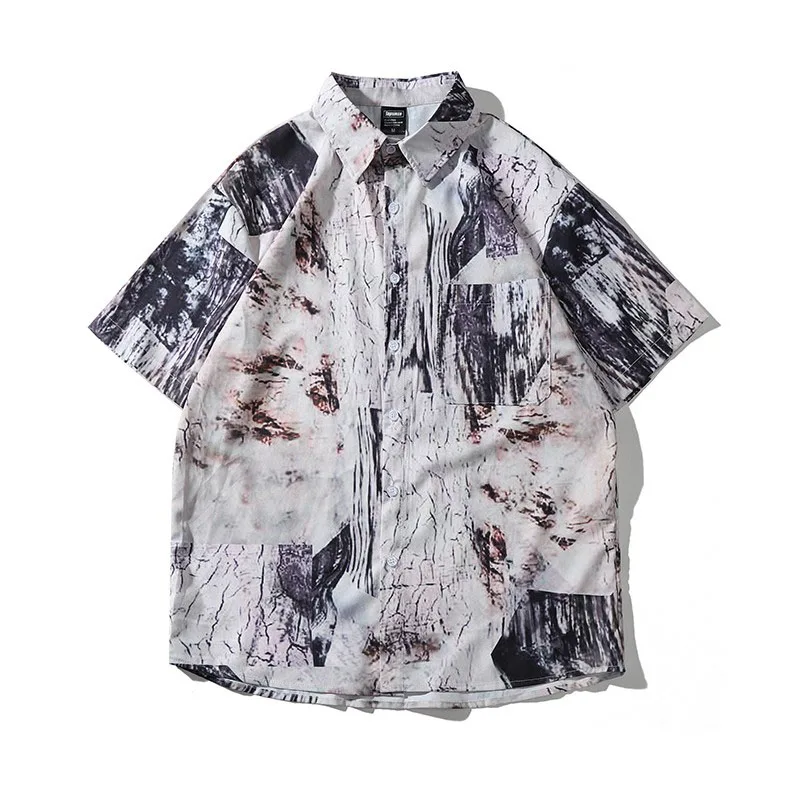 Men Shirt Short Sleeve 2021 New Arrival Summer Loose Pocket Comfortable Tie Dye Male Shirt Thin Chinese Style Hot Sale S92 new arrival summer tracksuit for men short sleeve t shirt shorts 2 piece set oversized casual trendy sportwear outfits clothe