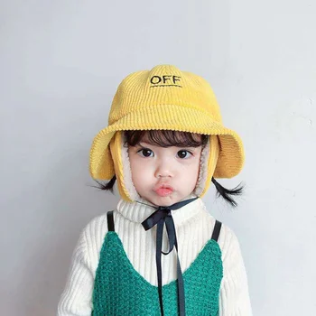 

2-7T Cute Baby Hats Winter Kids Girl Boy With Ear Warmer Toddler Letter Caps Baby Warm Cap Girls Boys Winter Hat
