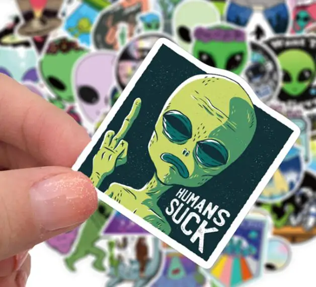 10/30/50pcs  Alien E.t Ufo  Graffiti Waterproof Skateboard Travel Suitcase Phone Laptop Luggage Stickers Diy  Kids Girl Toys