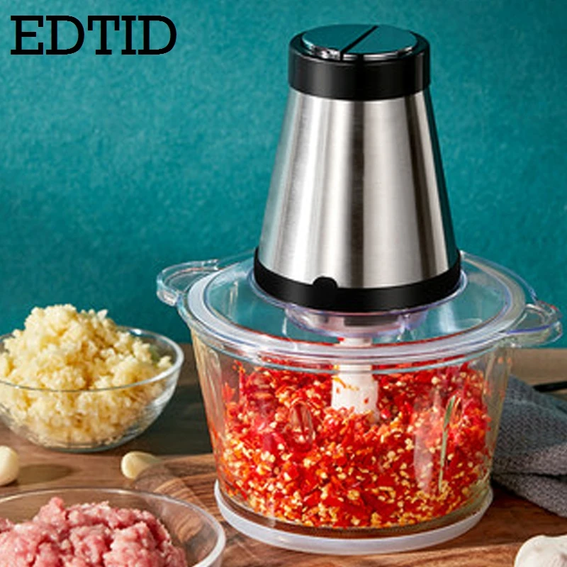 EDTID 2 Speeds 300W Glass Capacity Electric Chopper Meat Grinder Mincer Food Processor Slicer | Бытовая техника