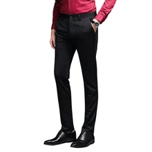 Костюм брюки Бизнес Тонкий мужской городской моды повседневные брюки/Высокое качество Профессиональный жених Свадебные брюки