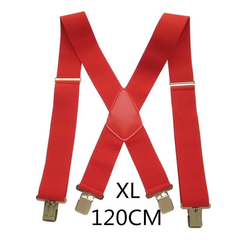 Red-120cm 100 см 120 см 140 см размера плюс 5 см ширина высокие эластичные регулируемые мужские подтяжки 4 прочные зажимы Подвески сверхпрочные х Задние подтяжки - Цвет: Red-120cm