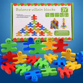 

Kuulee Children Educational Building Blocks Toy Wooden Colorful Balance Villain Blocks Set Gift for Kids Toddlers