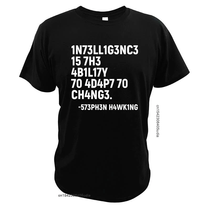 FerociTees 'Intelligence Is The Ability To Adapt To Change' Men's T-Shirt - Hawking Quote Design - View #10