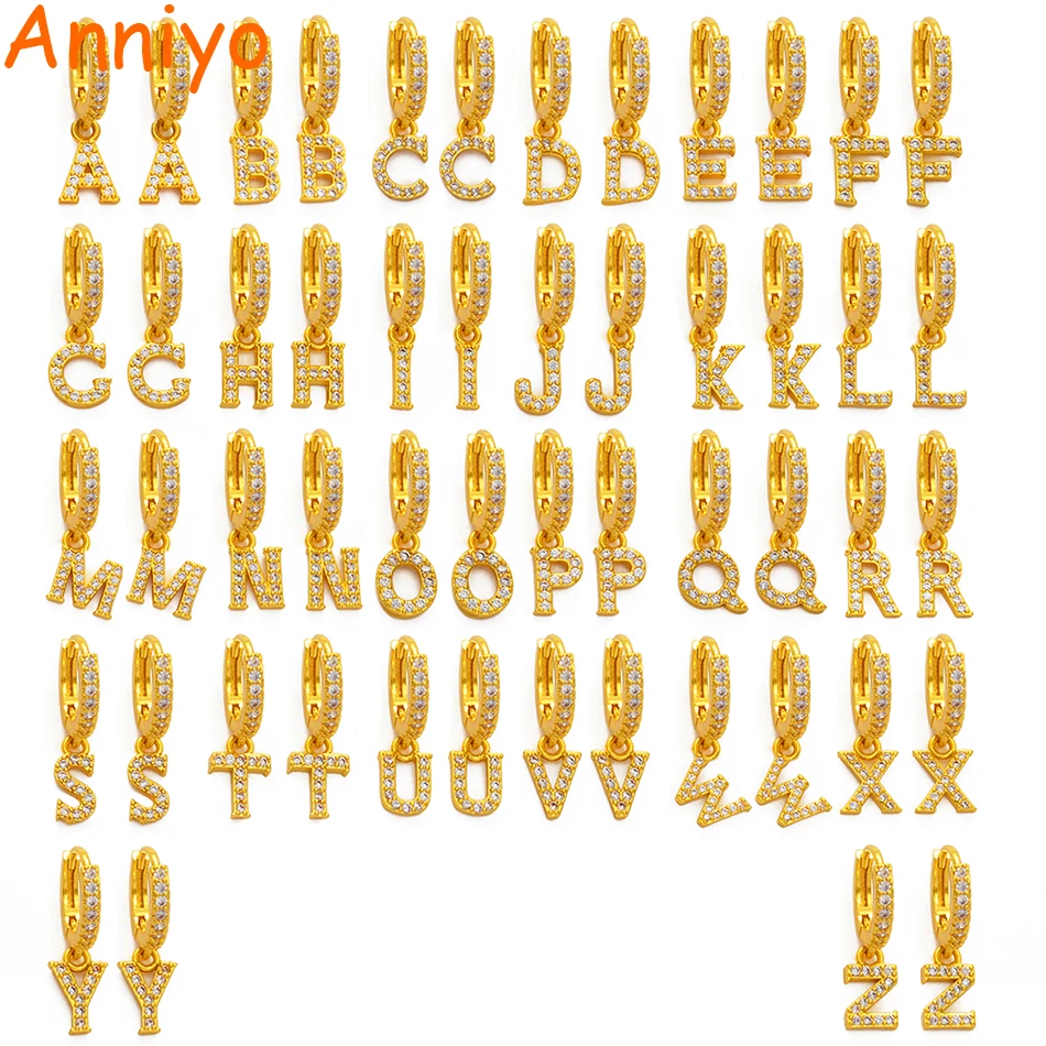 Anniyo A-Z серьги с буквами для женщин ювелирные изделия девушек Алфавит