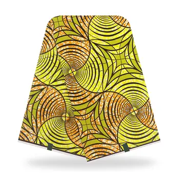 

2020 yellow Wax Batik Prints Africa Fabric 100% Cotton Ankara Kente Real Nigeria Wax Fabric Best Quality for Party Dress
