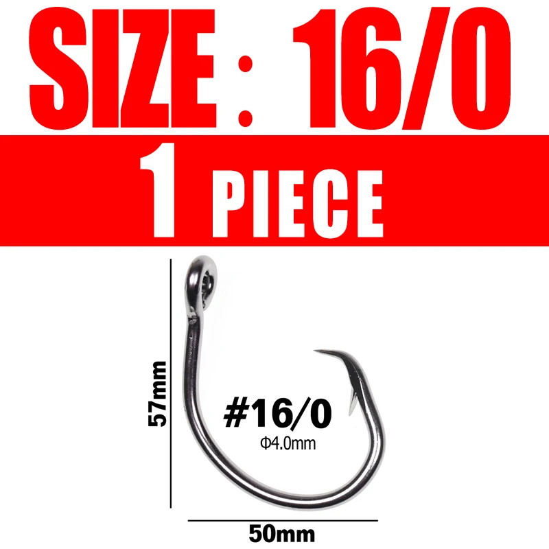 Size 16I0 one piece Wifreo 1 шт. рыболовный круговой крюк из нержавеющей стали с морской водой, большой размер, рыболовный крючок 12/0 14/0 16/0 18/0 группа - Цвет: Size 16I0 one piece