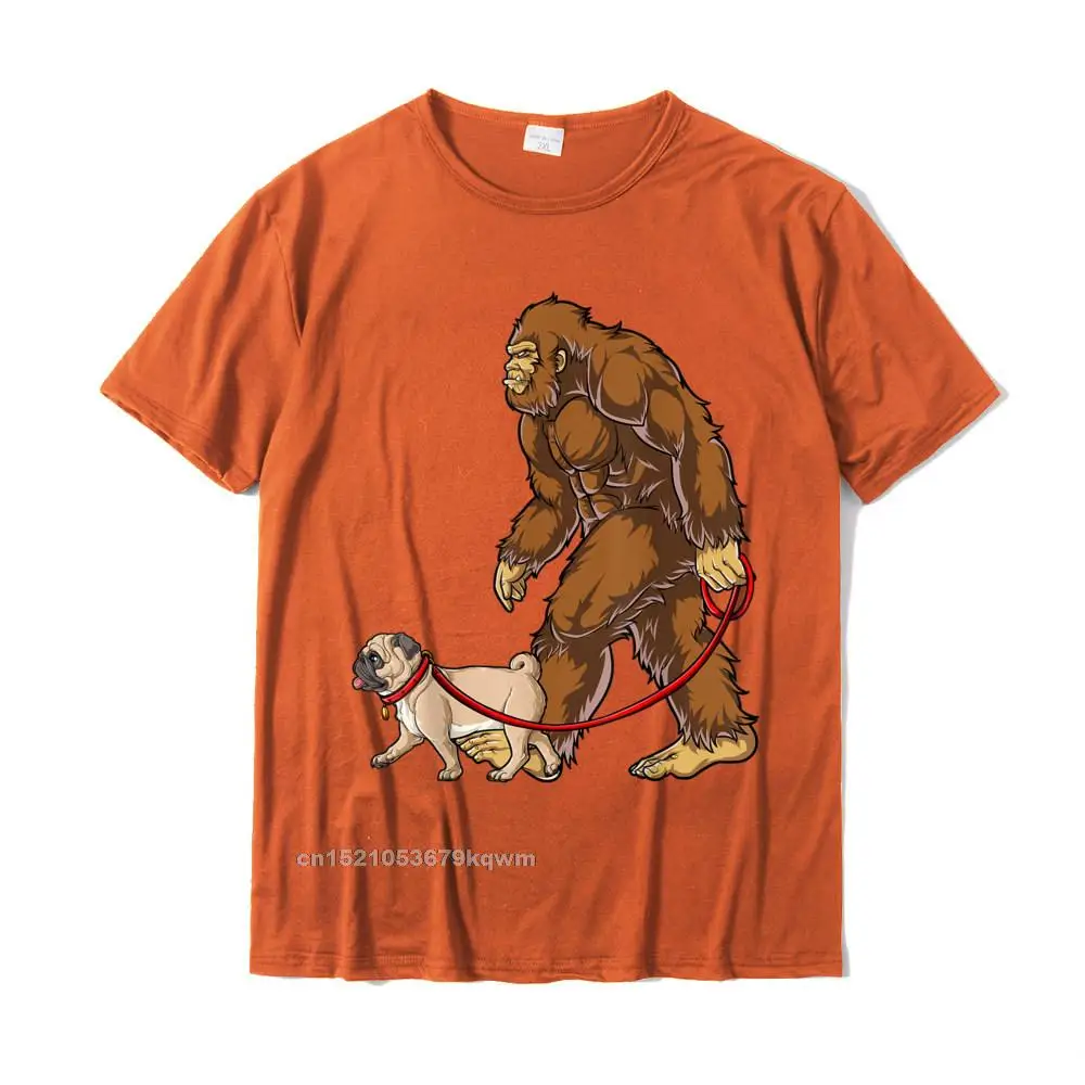 Summer 100% Cotton Fabric Mens Short Sleeve Tees Casual Summer Fall Tshirts comfortable T-Shirt Prevailing Round Collar Bigfoot Dog Walk Pug T shirt Sasquatch Kids Boys Men Women T-Shirt__4503 orange