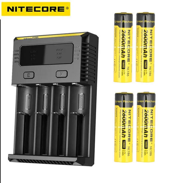 Nitecore I4 умный аккумулятор зарядное устройство литиевая 18650 26650 22650 AA 17670 18350+ 4X nitecore 2300 мАч батарея