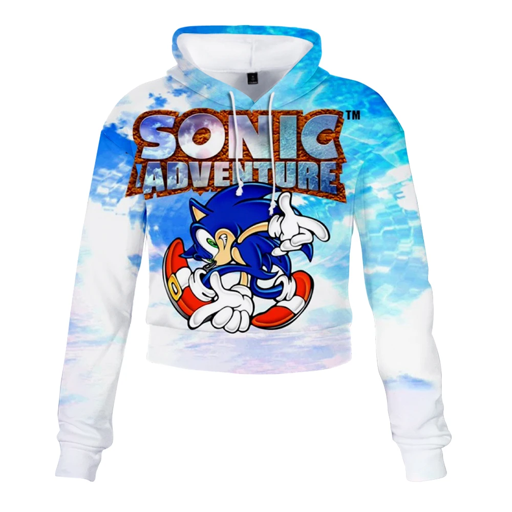 2019 Sonic The Hedgehog женский сексуальный милый укороченный топ худи принт змеи harajuku