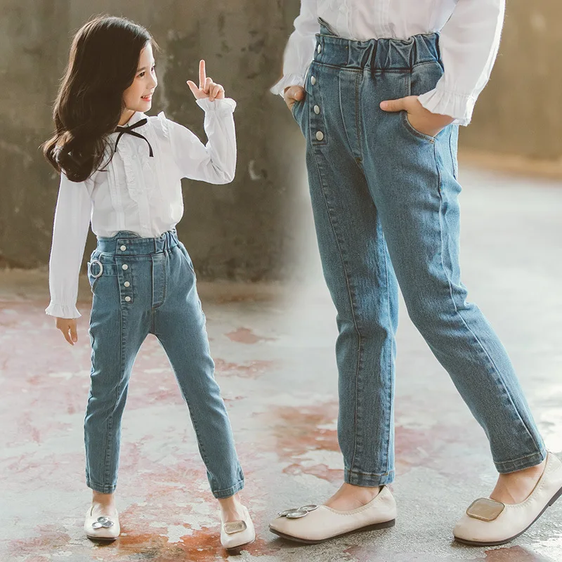 Детская одежда новая осенняя белая рубашка + джинсы комплект одежды из 2