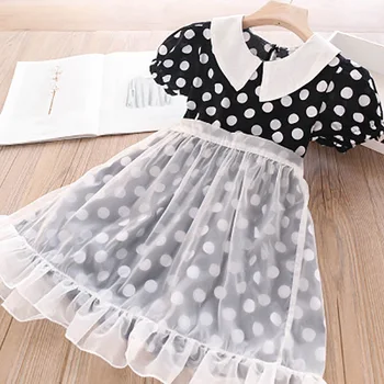 

Summer New Girl Dress Doll collar Two-piece set Princess Dress Mesh Children Dresses