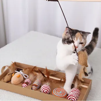 

Cat Toys Kitten Toys Cat Feather Teaser Toy Bells for Cat Puppy Kitty Kitten 7pcs Set LAD-sale