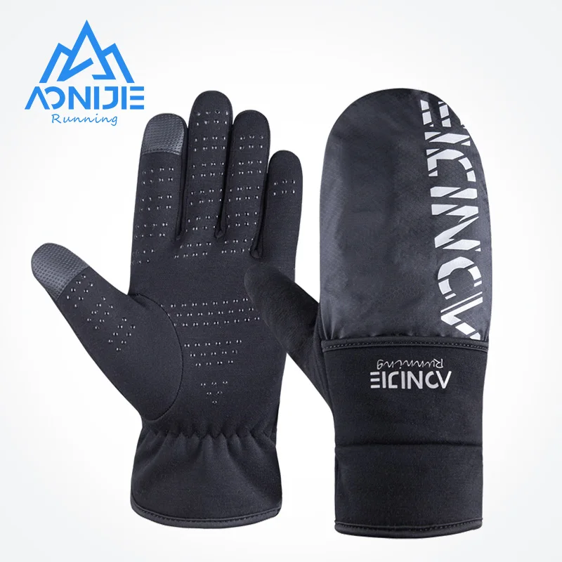 

AONIJIE M55 Outdoor Warm Windproof Gloves Soft Cashmere Lining Winter Thermal Touchscreen Flip gloves For Cycling Running Ski