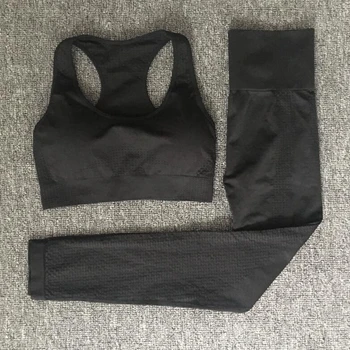 Women Seamless yoga set Fitness Sport Suits GYM cloth Yoga  Shirts High Waist Running Leggings Workout Pants Shirts Bra Tops 4
