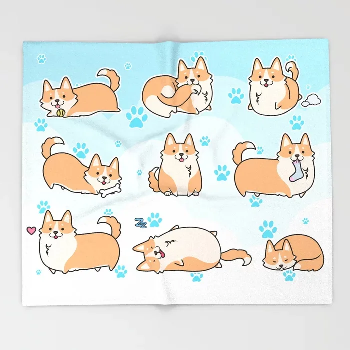 Мультяшное одеяло с собакой корги милый дизайн для детей надписью I Love Corgis