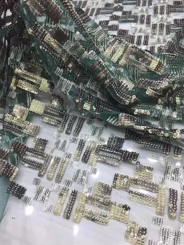 

African Lace Fabric top Quality S-10406 African Tulle French Lace Fabric with sequins