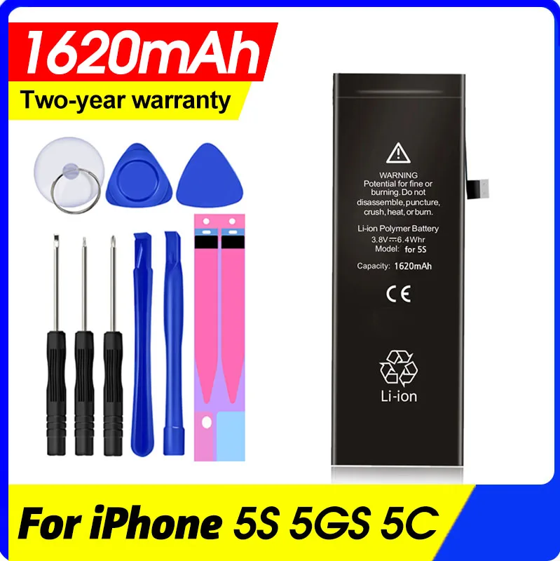 

1620mAh Battery For iPhone 5S 5GS 5C Replacement Batteries Real 1620mAh Free Tools Retail Package