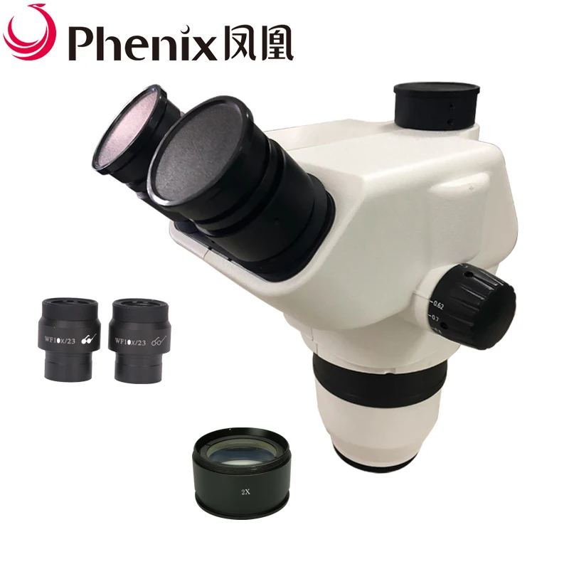 Pherix 6.2x-100x зум стерео непрерывный тринокулярный микроскоп для ювелирных изделий/телефона ремонт микроскопа головка