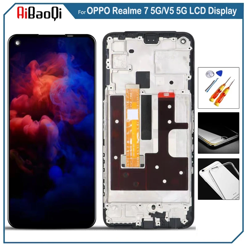 Оригинальный ЖК-дисплей для OPPO Realme 7 5G/V5 5G сенсорный дигитайзер в сборе RMX2111 с