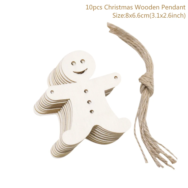 thumbnail image 1 of 10 piezas/lote de adornos colgantes de madera para árbol de Navidad, decoraciones navideñas para el hogar, fiesta, Año Nuevo, Navidad, regalo para niños, 1 of 5