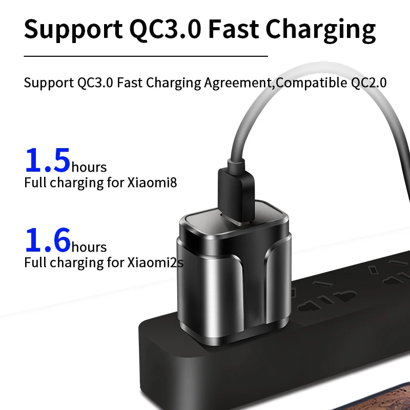 Штепсельная Вилка американского стандарта Quick Charge 3,0 USB Зарядное устройство QC3.0 кабель для быстрой зарядки USB для стены Зарядное устройство для iPhone samsung мобильного телефона Xiaomi Зарядное устройство 1USB