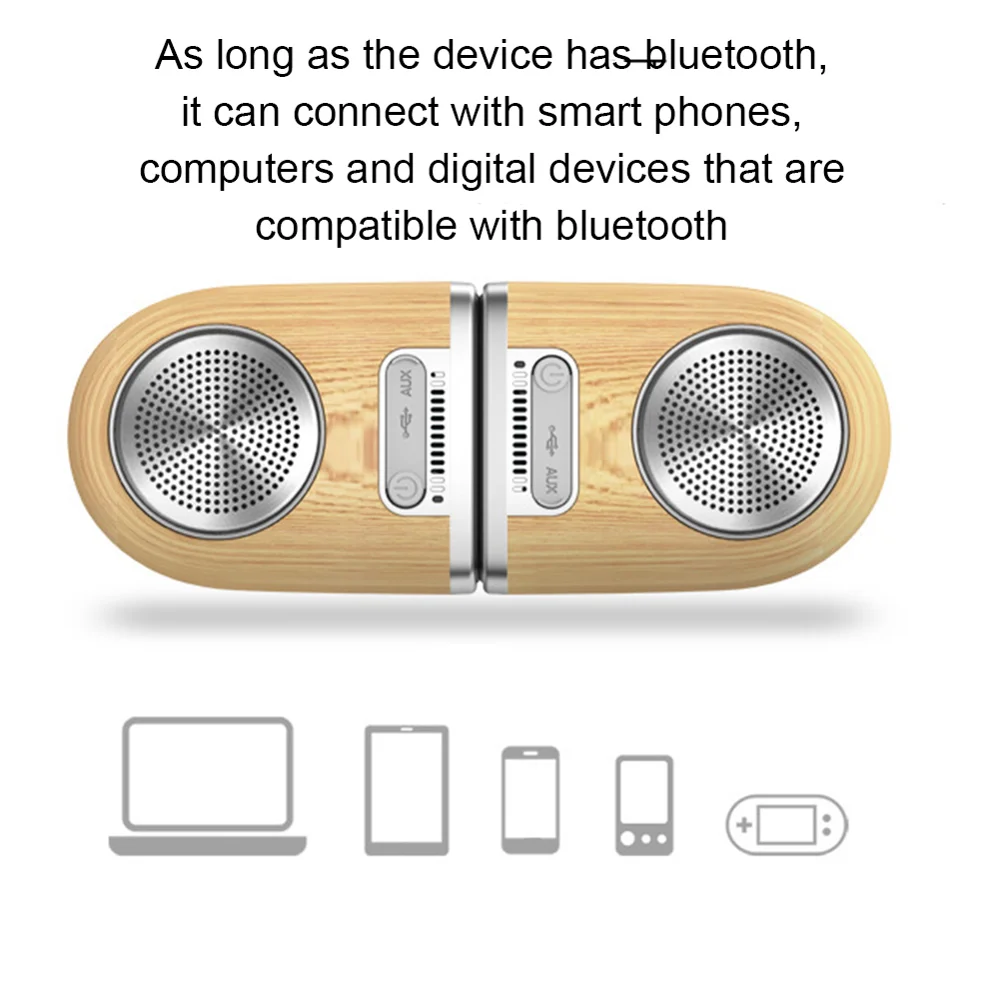 D10 Bluetooth динамик деревянный 3,7 1000 мАч водонепроницаемый аудио портативный динамик наружный сабвуфер bluetooth динамик беспроводной Саундбар