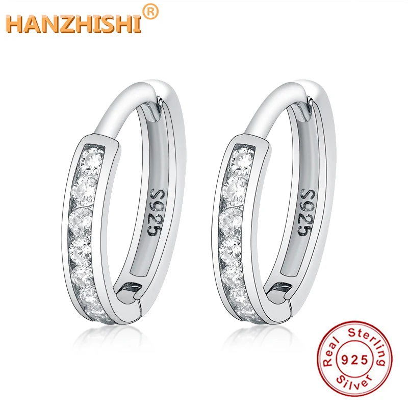 

Genuine 925 Sterling Silver Round Circle Stud Earrings for Women Pave Clear CZ Earrings Sterling Silver berloque Jewelry Gift