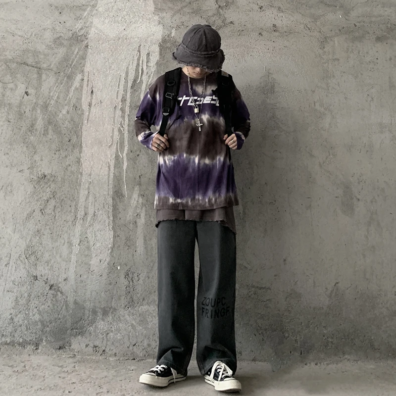 Высокая уличная одежда с буквенным принтом Boyfriend Harajuku корейские джинсы для женщин и мужчин в стиле панк, хип-хоп, повседневные свободные джинсовые штаны в винтажном стиле
