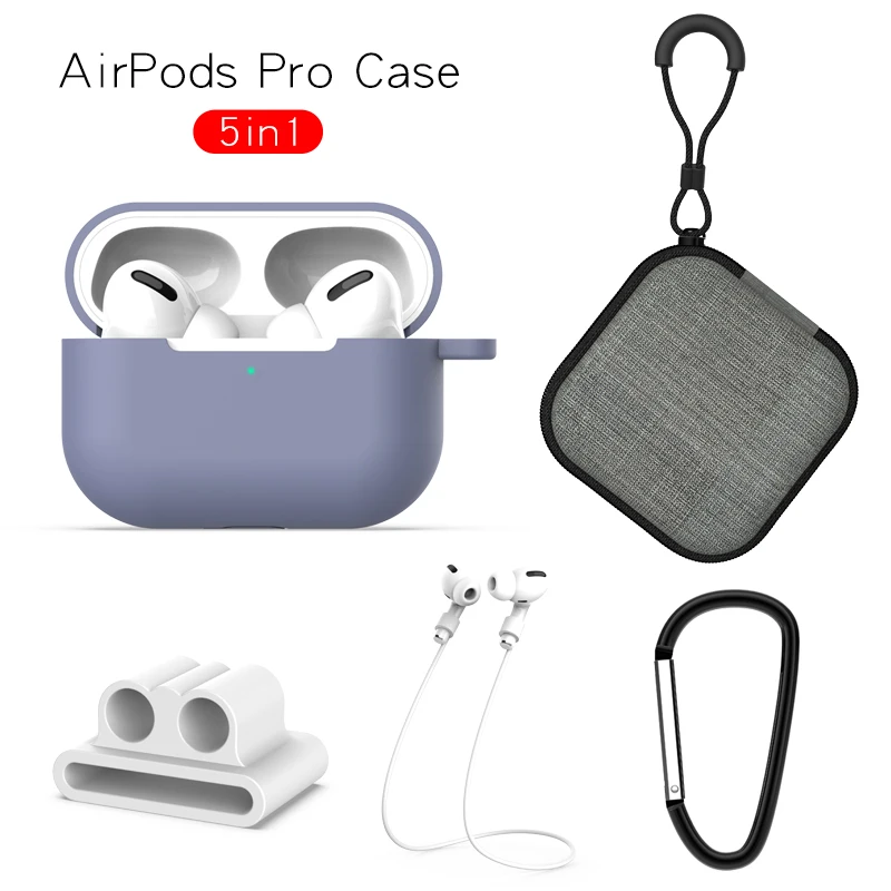 OTTWN Однотонная одежда силиконовый чехол для AirPods Pro 3 Защитная крышка из 5-ти предметов bluetooth Наушники Аксессуары для airpods pro Чехол - Цвет: Purple