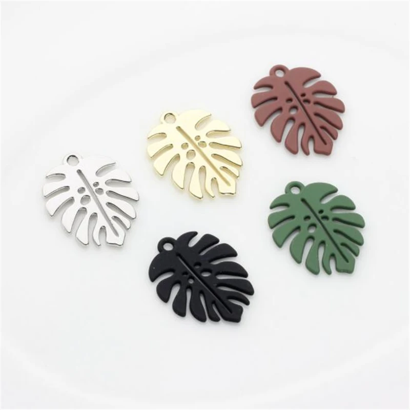 

10pcs/lot new creative metal spray paint leaves charms connectors for diy earrings pendant jewelry making findings accessories