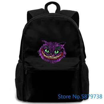 

Vintage Retro Vogue Black Tooth Smile Cheshire Kitten Alice Adventure In Wonderland Femme women men backpack laptop travel