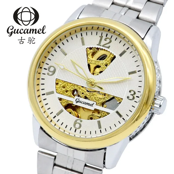 GUCAMEL Top Brand Luxury Gold Automatic Mechanical Men's Classic Business Stainless Steel Party Fashion Formal Watch