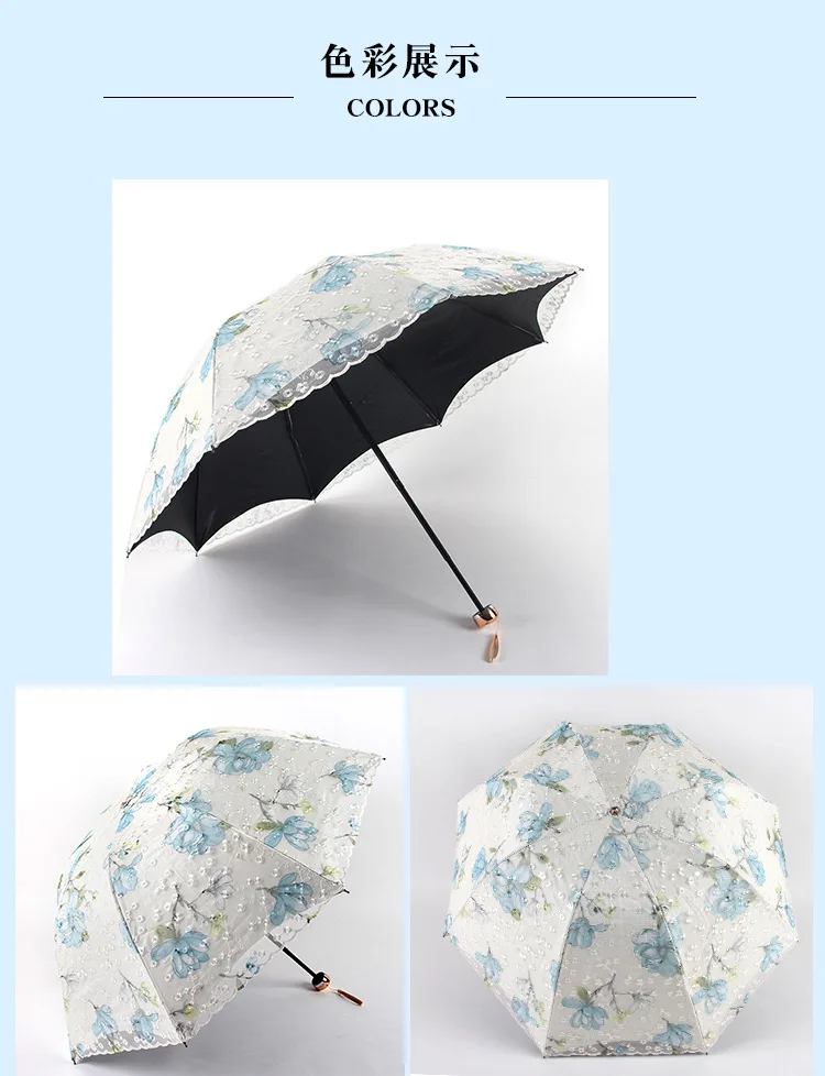 Parapluie,Blanc dentelle parapluie femme sac à dos Lolita forte Portable Parasol belle coupe