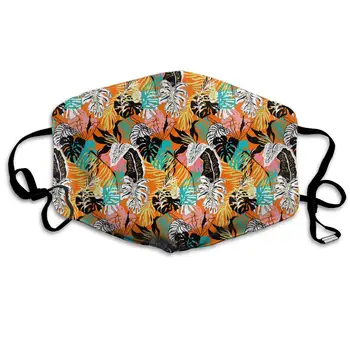 

Hawaiian Tropical Jungle Art Washable Reusable Mask, Cotton Anti Dust Half Face Mouth Mask For Kids Teens Men Women With
