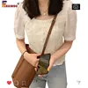 Cute Sweet Short Peplum Tops Summer Korean Preppy Style Girls White Lace Cotton Ruffled Short Sleeve Button Shirt Blouse 1